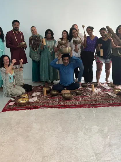 A fun, lighthearted moment with our sound healing graduates. After intensive learning, we celebrate the joy and connection found through our shared journey into sound.