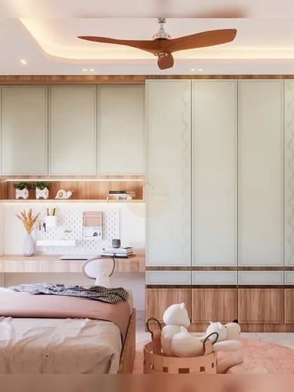 A collection of our custom wardrobe designs, showcasing different finishes like glass, laminate, and wood, as well as various internal configurations to meet the specific storage needs of our clients.
