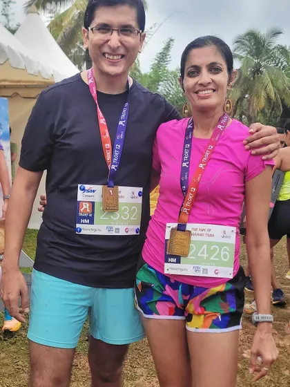 Post race smiles after the TRORT 12 half marathon. Running in the rain on a beautiful, quiet route was an epic experience.