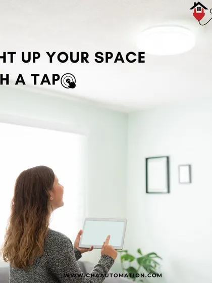 Light up your space with a tap or a voice command. Using a tablet, you can instantly control ceiling lights and other fixtures, transforming the room's atmosphere in a moment.