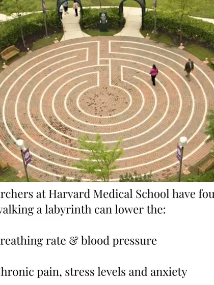 The benefits of walking a labyrinth are backed by research. Studies from institutions like Harvard Medical School have found that this practice can help lower breathing rate, blood pressure, chronic pain, and levels of stress and anxiety.