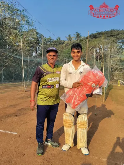 A student receiving new cricket gear, thanks to the support of our sponsors. Your contributions empower our young talents and help them take their game to new heights.