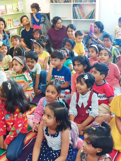 Captivated by the magic of storytelling. There's nothing quite like seeing young minds light up with joy and curiosity during a story session at the library.