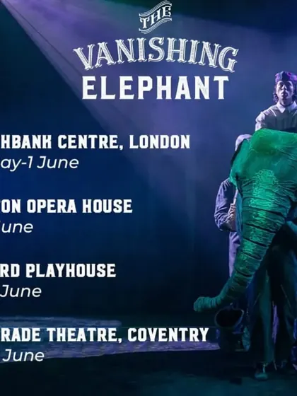 The UK tour poster for 'The Vanishing Elephant'. I am so proud to have co-composed the music for this children's play that has reached audiences across the world.