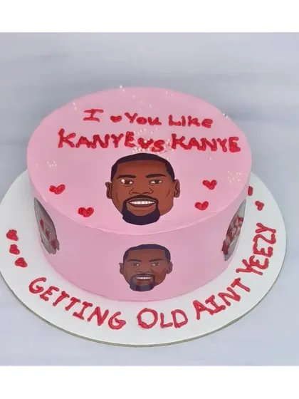 "I love you like Kanye loves Kanye." A funny and trendy cake for a Kanye West fan. This is a buttercream chocolate hazelnut cake, perfect for someone with a great sense of humor.