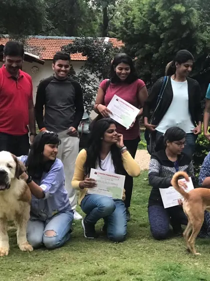 A group photo from a weekend training workshop. It's wonderful to see so many dedicated pet parents coming together to learn how to better understand and communicate with their dogs.