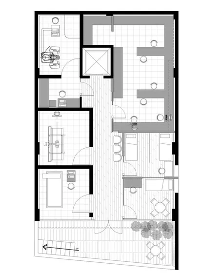 A second floor plan from the TREA clinic project. Careful space planning is the invisible foundation of a good design, ensuring every square foot serves a purpose for both the medical staff and the patients they care for.