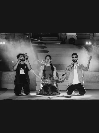 A powerful black and white photo from Hampi Utsava. We tried to create a dramatic and memorable performance for the occasion.