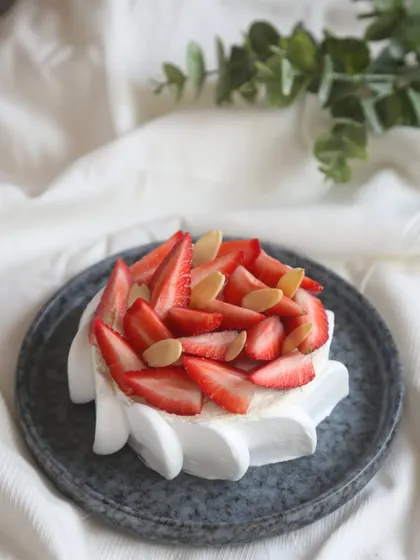 Another angle of our unique Strawberry Feta Cheesecake, a dessert that is as beautiful to look at as it is to eat.