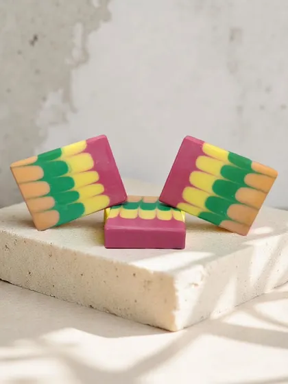 An experimental soap design with layered colors, showcasing another creative possibility.