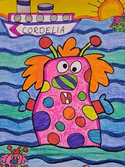 This whimsical sea monster drawing is another piece of art that brings joy. We encourage creativity and fun, resulting in pieces that are full of personality and bright colors.