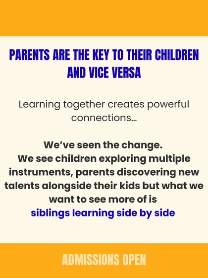 Parents are the key to their children and vice versa. This graphic highlights the powerful connections created when families learn and explore music together.