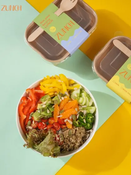 Our Avocado Sunshine bowl, packed with color and ready to brighten your day. It’s a mix of creamy avocado, zesty oranges, and crunchy seeds.
