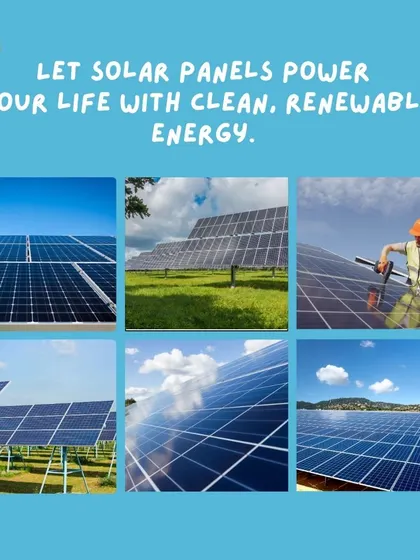 Let solar panels power your life with clean, renewable energy. This image shows multiple examples of solar installations, including a technician at work, highlighting my comprehensive services.