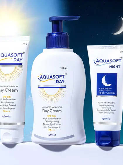 A composite image I created for a skincare range, showcasing the day and night creams together. This visual clearly communicates the product system and its 24 hour benefits for the customer.