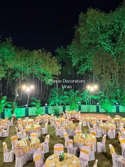 I can handle events of any scale, including large outdoor celebrations. Here, I transformed a large ground for a New Year's party with extensive seating arrangements and ambient lighting that illuminated the entire area.