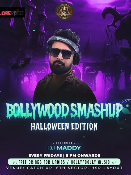 For this 'Bollywood Smashup Halloween Edition', I created a spooky and fun playlist. I enjoy curating music for theme nights to make the event more immersive.