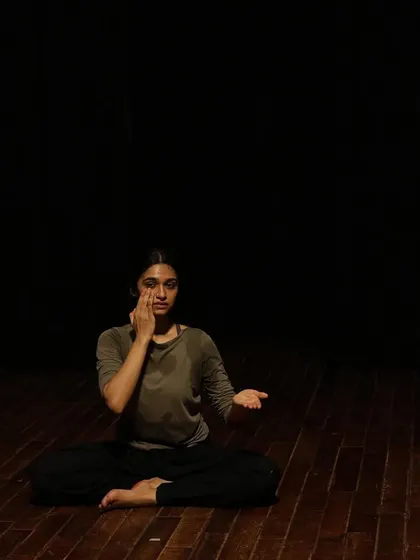 A Bharatanatyam dancer during a tech run for Parabola of Dance.