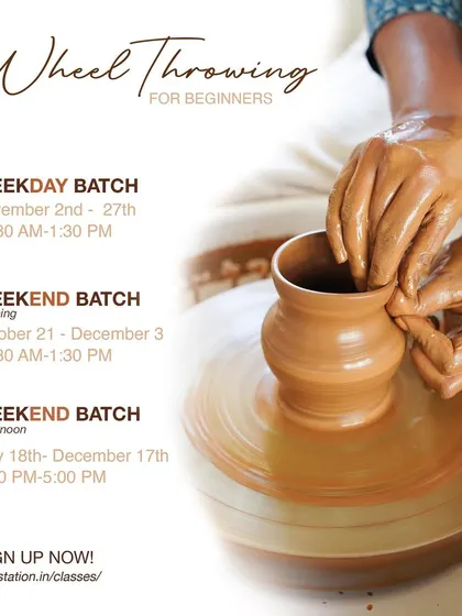 We offer multiple batches for our beginner wheel throwing courses, including weekday, weekend morning, and weekend afternoon options. Sign up to find your center and learn the timeless art of shaping clay on the wheel.