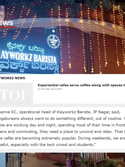 We were featured in the Times of India for being a top experiential cafe in Bengaluru, a place where people come to unwind and escape the routine.