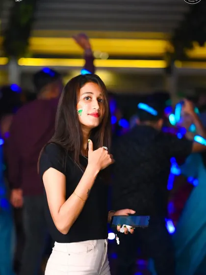 A guest enjoying the glow-in-the-dark theme during a special event night. I can tailor the party's theme to make your celebration unique.