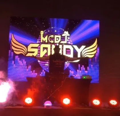 My branded stage setup for the Lagoon event, complete with smoke and lighting.
