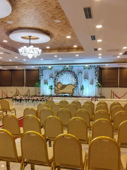 A wide shot of the seating arrangement facing the stage.