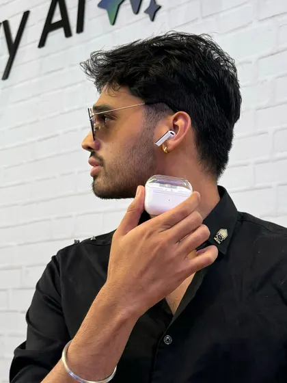 A stylish shot featuring the new Galaxy Buds. This shows how I incorporate tech accessories into my personal style, making them part of my creative persona.