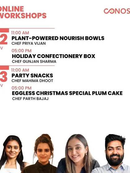 This November schedule is perfect for getting a head start on holiday baking, with classes on plant-powered nourish bowls and eggless Christmas plum cake.