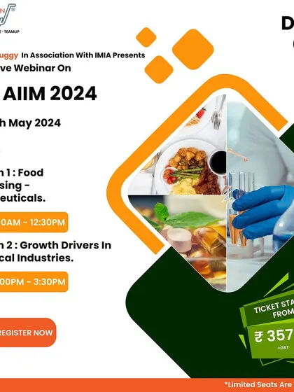 The agenda for Day 1 of our AIIM 2024 webinar, featuring deep-dive sessions on Food Processing, Nutraceuticals, and the key growth drivers in the chemical industries.