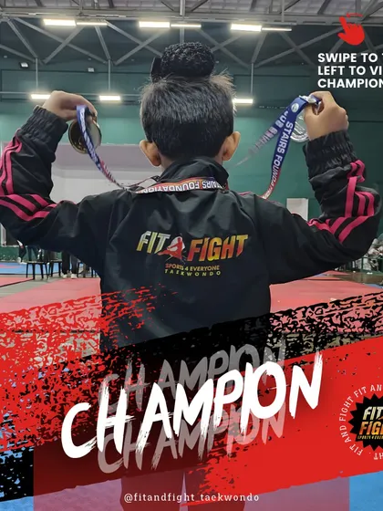 A champion's view. One of our students proudly holds up their medals at the Stairs Mumbai District Taekwondo Competition.