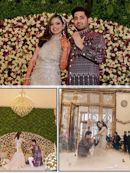 A beautiful series from an engagement, capturing the couple's grand entrance, romantic portraits, and fun with their bridal party.