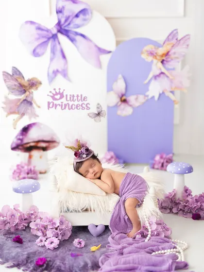Another angle of the enchanting fairy-themed shoot, showing the full setup with the "Little Princess" text, creating a complete storybook scene.