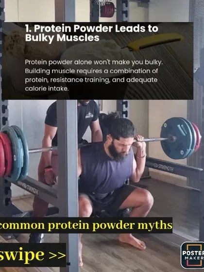Myth 1: Protein powder leads to bulky muscles. Fact: Building muscle requires a combination of protein, resistance training, and adequate calories. Powder alone won't make you bulky.