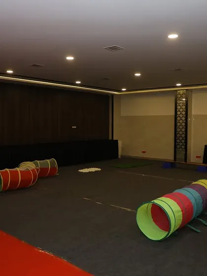 Another view of the sensory obstacle course setup.