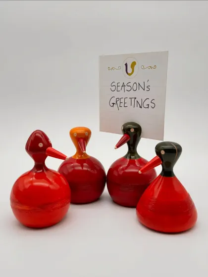 These cute 'Gubbi' paperweights also function as message boards. They make great festive gifts, adding a splash of color and utility to any desk.
