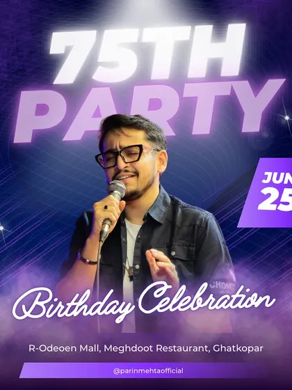 Performing at another 75th birthday party, this time at R-Odeon Mall in Ghatkopar. I am experienced in performing in various venues, from banquet halls to private residences.