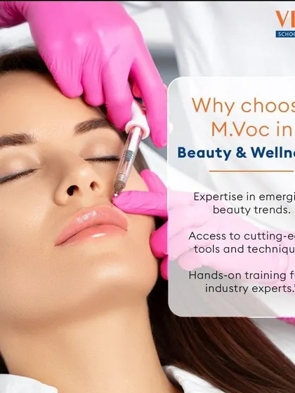 This image highlights our M.Voc in Beauty & Wellness program, which covers expertise in emerging beauty trends and cutting-edge techniques like the lip treatment shown. It represents our commitment to advanced, hands-on training from industry experts.