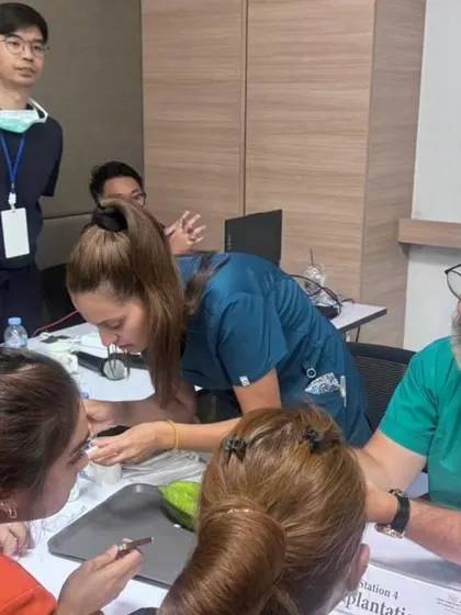 Dr. Anastasios Vekris, a world-renowned surgeon, teaching a hands-on session. My workshops always feature top-tier international faculty.