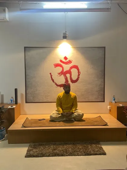 I often lead meditation from a raised platform, allowing the energy and guidance to flow to all students in the room.