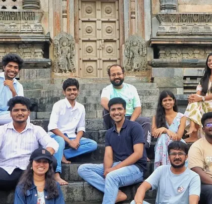 The full Agumbe group on the steps of a beautiful old temple. These trips are great for making new friends while exploring.