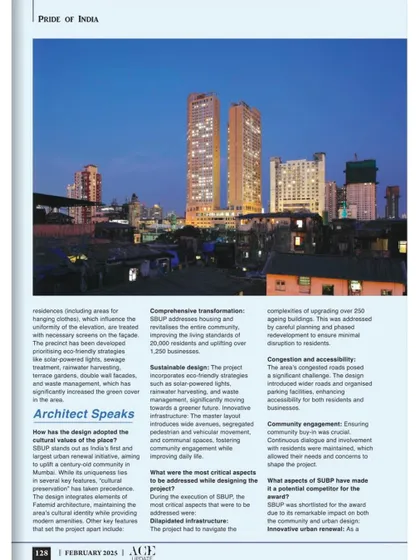 A detailed look at the Saifee Burhani Upliftment Project, as featured in Ace Magazine. This article explains how we addressed housing, congestion, and infrastructure challenges while preserving the area's cultural values through a comprehensive master plan.