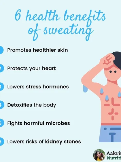 Sweating is a good thing. This post outlines six health benefits of sweating, from promoting healthier skin and detoxifying the body to lowering stress hormones. It's a sign that your body is working hard and getting healthier.