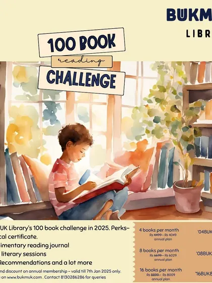 Announcing our '100 Book Reading Challenge' for the new year. This is a special initiative for our annual members, which includes perks like a physical certificate, a reading journal, and access to online literary sessions.