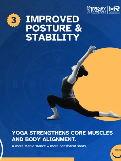 A stable stance leads to more consistent shots. We use yoga to strengthen core muscles and improve body alignment, which directly translates to better posture and stability on the range.
