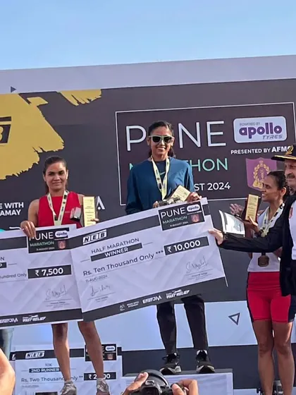 Overall first place at the Pune Marathon. My coaching philosophy is simple: program your mind for success, and your body will follow.