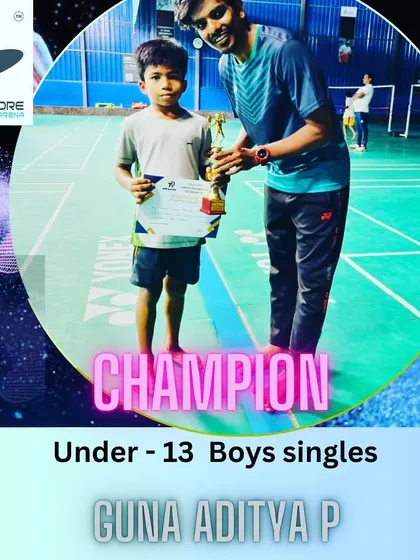 A proud moment for me as a coach. Guna Aditya P, at just 9 years old, showed incredible skill to win the Under-13 boys singles title against a top-ranked state player.
