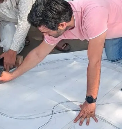 Another shot of the initial drawing process for the custom center table. This hands-on approach ensures every detail is perfect, from the initial concept to the finished piece.