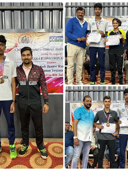 Sankeerth P. had a great tournament at the State U-15 & U-17 Ranking in Chikmaglur, winning three medals including a gold in mixed doubles.