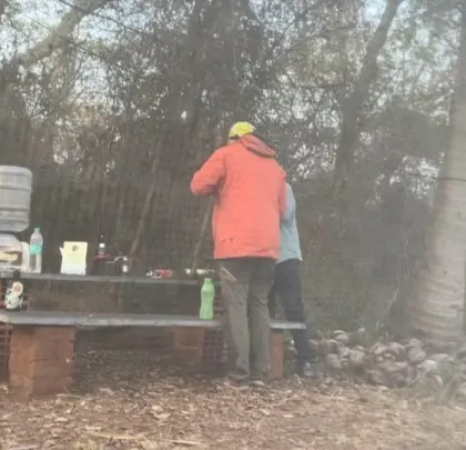 Early morning at the PCGI workshop campsite. The dedication of our instructors and participants is clear, starting the day early to maximize learning.